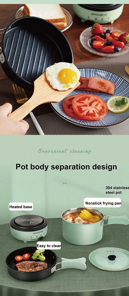 1.7L Folding Electric Cooker 3 Gear Adjustment Non-stick Electric Frying Pan Travel Hot Pot Dormitory Multi-function Pot 220V
