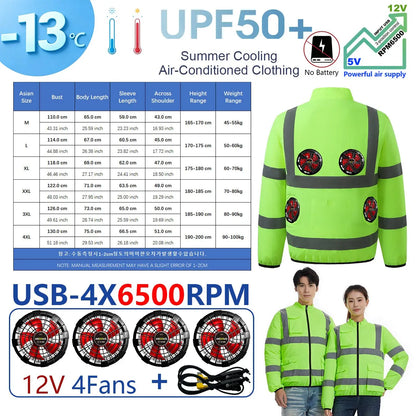 AKOOUS 6500 RPM 12V/5V USB 3-Fans Cooling Vest Air Conditioned Clothes Men Women Outdoor Work Fishing Body Cooling Jacket
