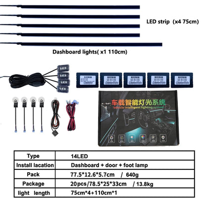 18in1 Car interior lights rgb Car Led interior car led strip lights for car ambient light door lighting Foot decorative lamp