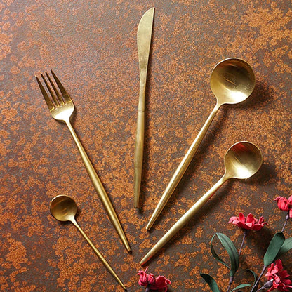 Wholesale Black & Gold 5 Pcs Cutlery for Wedding Rental Flatware Set High Quality 304 Stainless Steel Christmas Luxury Tableware