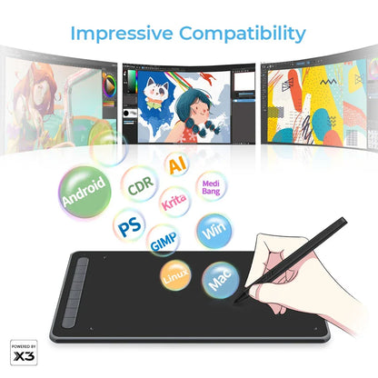 XPPen Deco LW Graphic Digital Tablet Drawing Pen Tablet Wireless Bluetooth V5.0 Tilt Supported Battery-free Stylus 8192 Levels