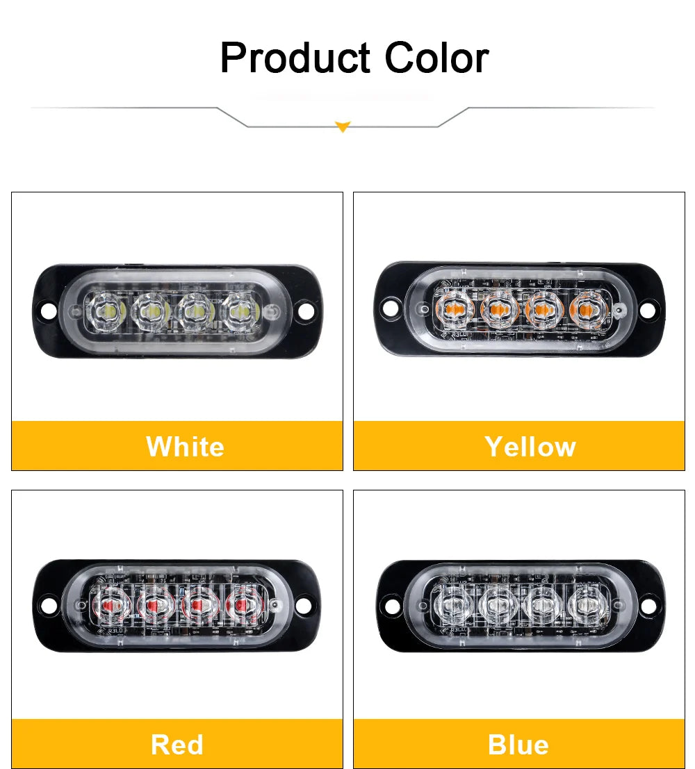 Car Grill Signal light FLASHING Warning Light trailer led lights 4 LED emergency lamp police strobe light TRUCK motorcycle SUV