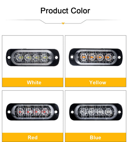 Car Grill Signal light FLASHING Warning Light trailer led lights 4 LED emergency lamp police strobe light TRUCK motorcycle SUV