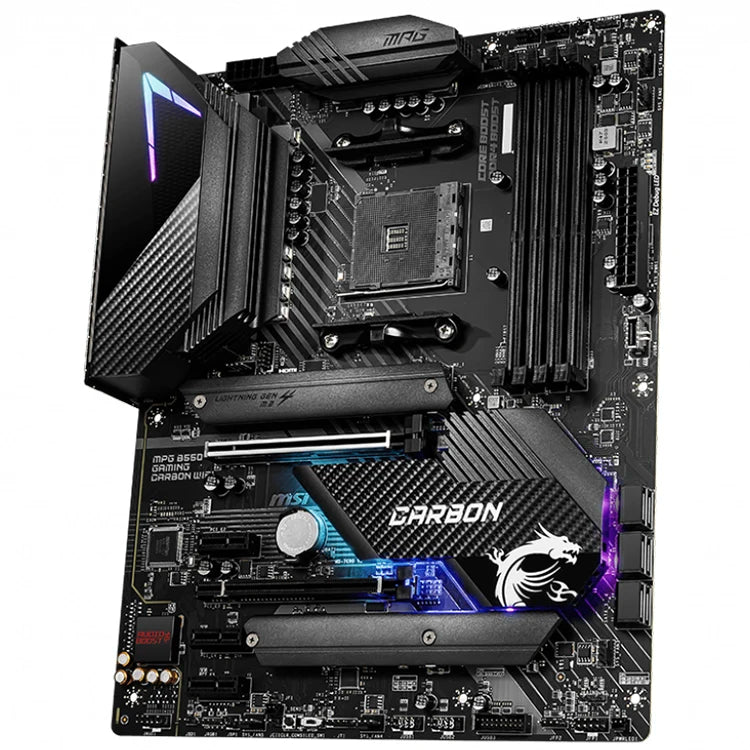 Used MSI MPG B550 GAMING CARBON WIFI AM4 AMD B550 ATX Gaming Motherboard Support AM4 Socket 3rd Gen AMD Ryzen Processors