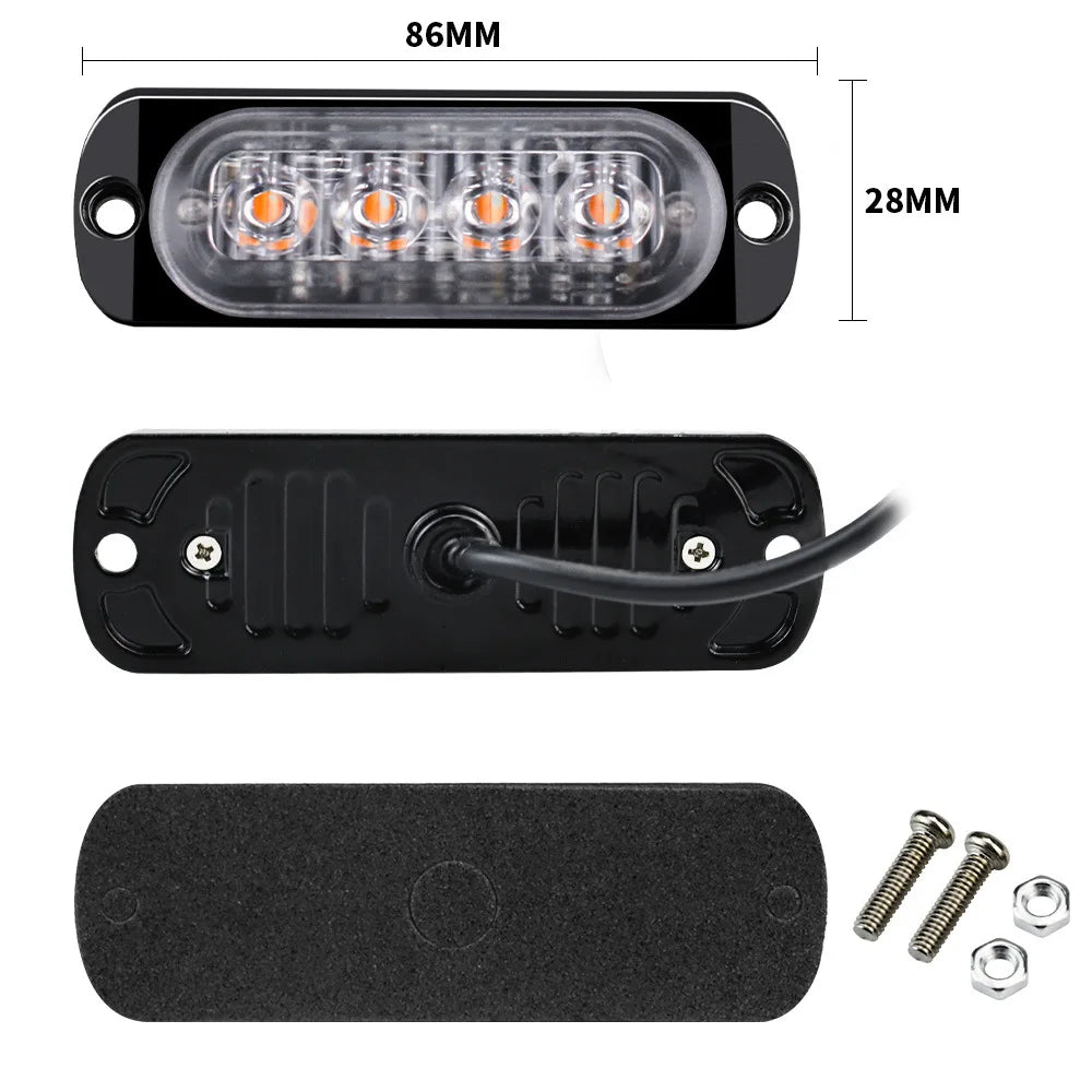 Car Grill Signal light FLASHING Warning Light trailer led lights 4 LED emergency lamp police strobe light TRUCK motorcycle SUV