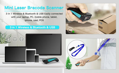 NETUM C750 Barcode Scanner Wireless Bluetooth Pocket USB 1D 2D for Inventory Barcode Reader for Tablet IOS Android-Fast Shipping