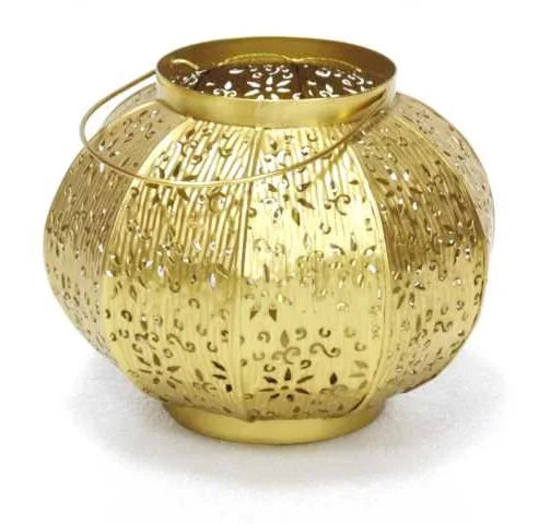 HOME DECORATION ANTIQUE NEW FILIGREE ROUND GOLD HURRICANE LANTERN