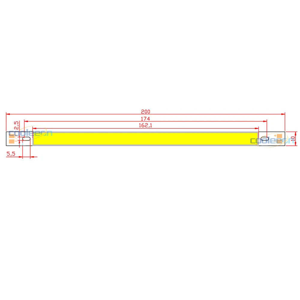 COOLEEON 200*10mm DC12V LED COB Light Strip 10cm 10W Lamp Blue Green Red Warm Cool White Color LED Bar Lights 100mm 12V COB Bulb