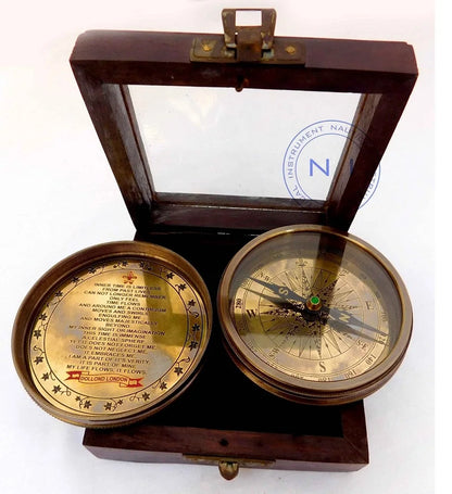 CH Vintage 3'' Dollond London Marine Compass Nautical 1920 Classic Metal Box Casting Gravure Printing CHCOM171