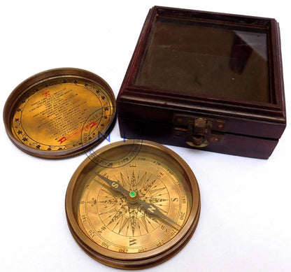 CH Vintage 3'' Dollond London Marine Compass Nautical 1920 Classic Metal Box Casting Gravure Printing CHCOM171