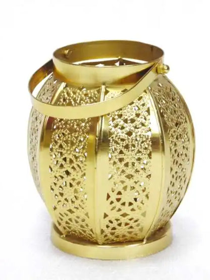 HOME DECORATION ANTIQUE NEW FILIGREE ROUND GOLD HURRICANE LANTERN