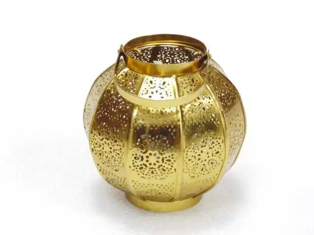 HOME DECORATION ANTIQUE NEW FILIGREE ROUND GOLD HURRICANE LANTERN