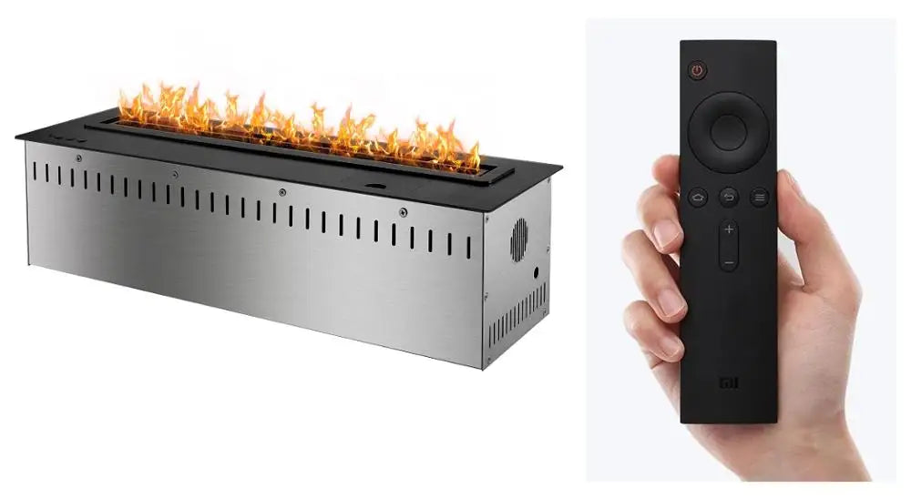 Inno-Living Modern Bio-Ethanol Fireplace 36\" 90cm Linear Insert Remote Controlled Steel Fire for Indoor Villa Use