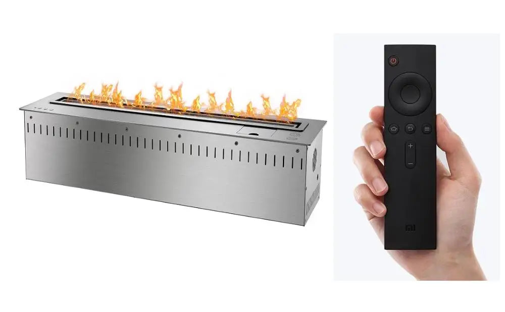 Inno-Living Modern Bio-Ethanol Fireplace 36\" 90cm Linear Insert Remote Controlled Steel Fire for Indoor Villa Use