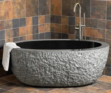 Outdoor Decoration Natural River Brown Stone Bathtub for Sale