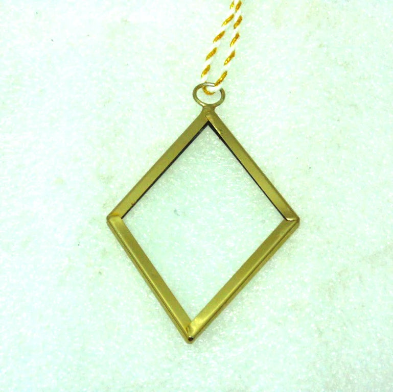 Hot Selling Decorative Christmas Hanging Golden Metal With Glass Hexagon Shaped Ornament