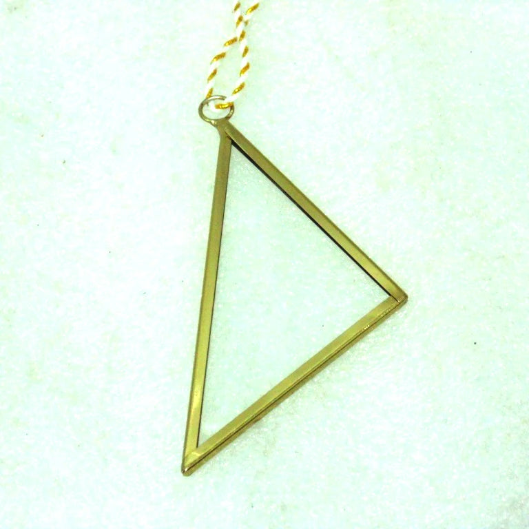Hot Selling Decorative Christmas Hanging Golden Metal with Glass Triangle Shaped Ornament