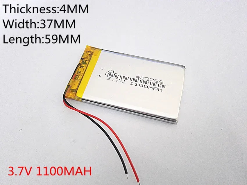 3.7V 403759 1100mAh Lithium Polymer Li-Po Rechargeable DIY Battery For Mp3 MP4 MP5 GPS  mobile electronic