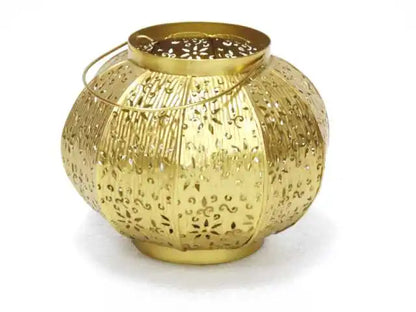 Antique round Gold Filigree Hurricane Lantern New Home Christmas Decorations for Elegant Interior Design