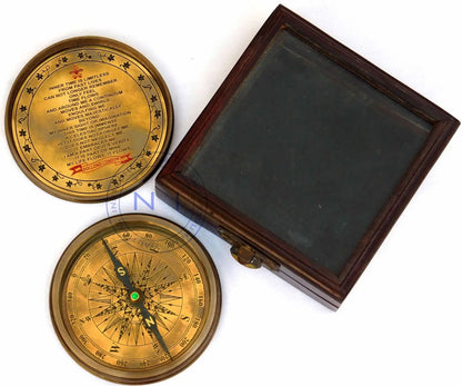 CH Vintage 3'' Dollond London Marine Compass Nautical 1920 Classic Metal Box Casting Gravure Printing CHCOM171