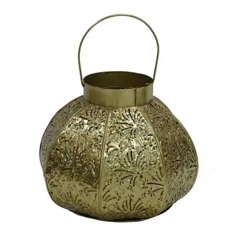HOME DECORATION ANTIQUE NEW FILIGREE ROUND GOLD HURRICANE LANTERN