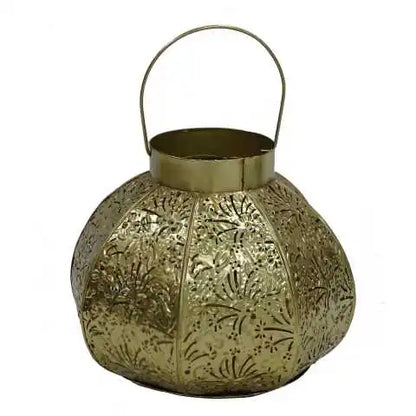 HOME DECORATION ANTIQUE NEW FILIGREE ROUND GOLD HURRICANE LANTERN