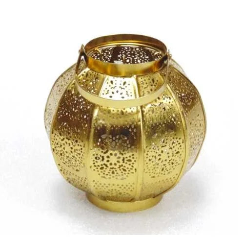 HOME DECORATION ANTIQUE 2019 NEW FILIGREE ROUND GOLD HURRICANE LANTERN