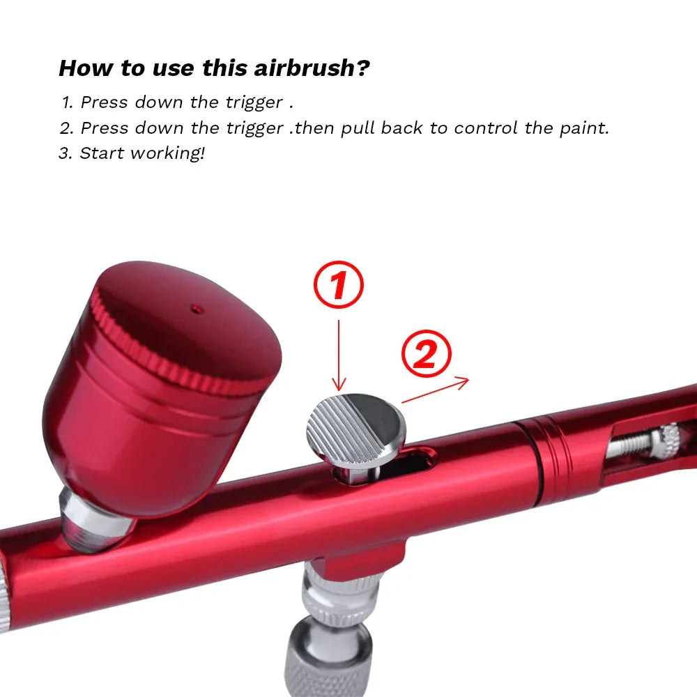 Airbrush Tool Dual Action Gravity Feed 0.3mm Nozzle Spray Gun Cake Decorating Brushes For Makeup Nail Manicure Tatoo Paint Straw