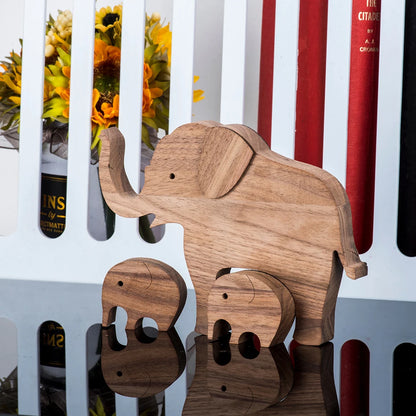 Family Puppy Wood Dog Craft Figurine Desktop Table Ornament Carving Model Home Office Decoration Pet Sculpture Christmas Gift