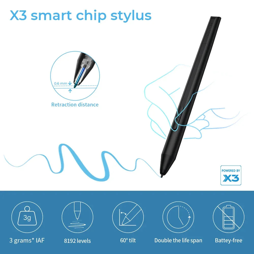 XPPen Deco LW Graphic Digital Tablet Drawing Pen Tablet Wireless Bluetooth V5.0 Tilt Supported Battery-free Stylus 8192 Levels