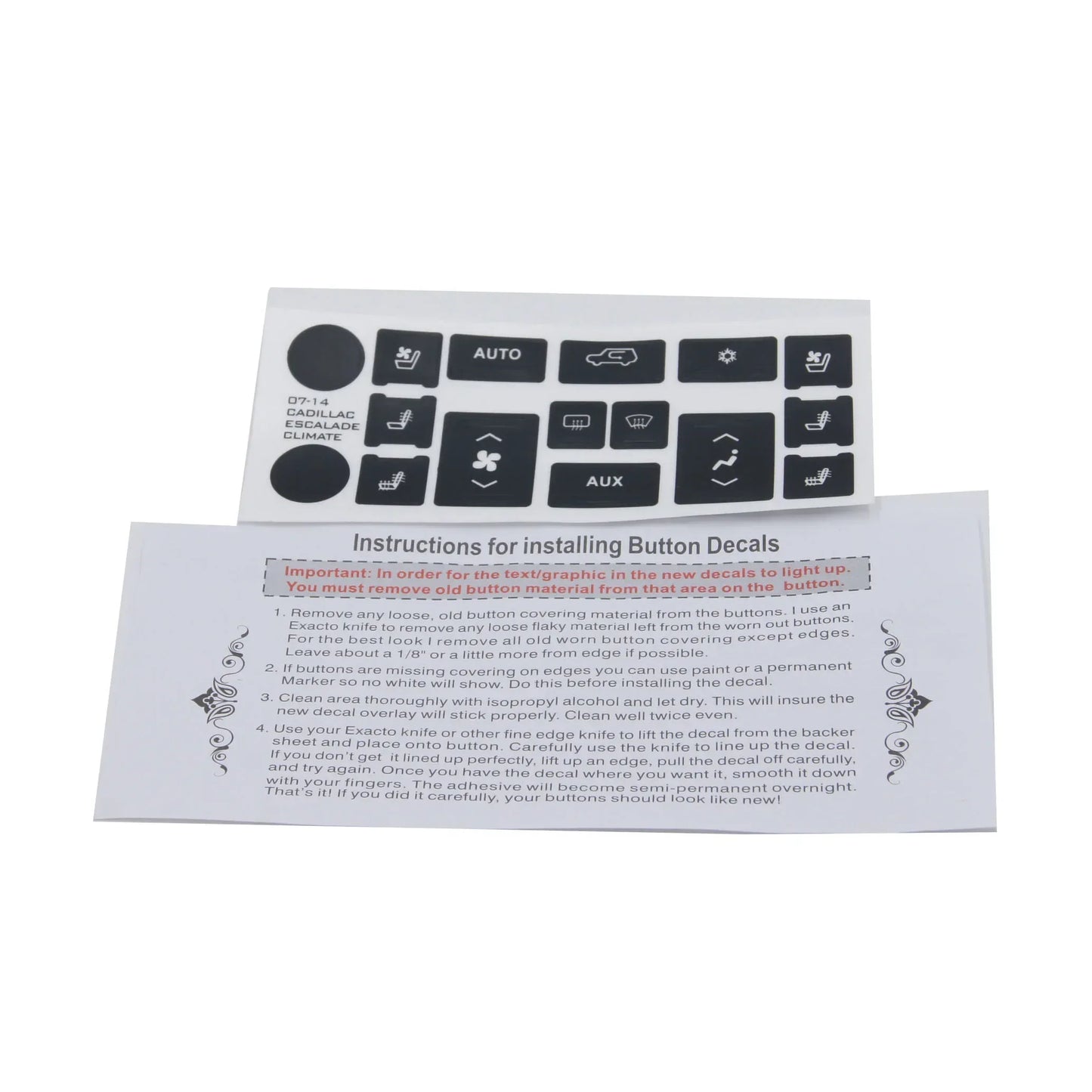 For Cadillac Escalade AC Climate Control Button Repair Restoration Decals Sticker
