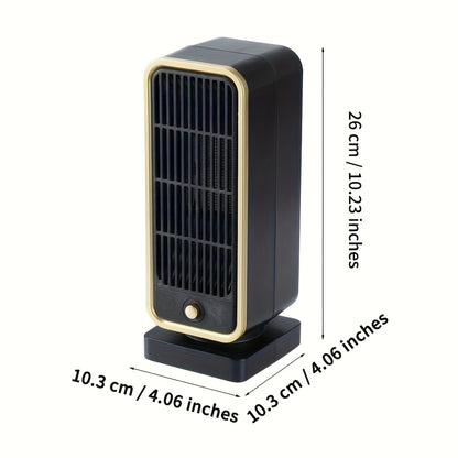 500W Portable Ceramic Electric Space Heater, Quiet, Square Shape, Tip-over Protection - 110-130V US Plug, No Energy Efficiency Rating, for Bedroom, Living Room, Office