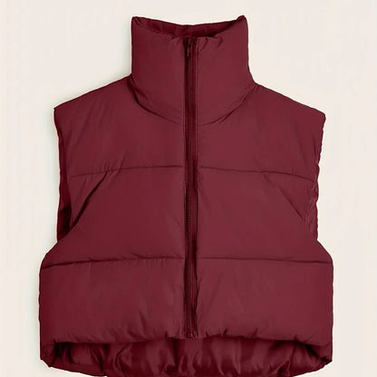 Women'S Sleeveless Vest - Vibrant Pink Slim-Fit Alternative Coat with Drawstring Hood, Zipper Front & Pockets for Fall/Winter Casual Wear, Casual Winter Wear | High Neckline Vest | Zippered Jacket