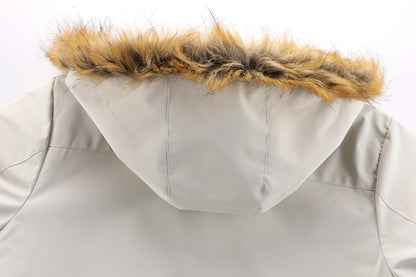 Men'S Winter Windbreaker Jacket with Warm Hood - Maroon Zip-Up Outdoor Coat, Stand Collar, Multiple Pockets, Casual Sporty Design for Cold Weather, Winter Jacket