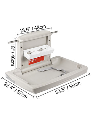 VEVOR Baby Changing Station Commercial Wall Mounted Baby Diaper Changing Table Fold Down Vertical Restrooms Baby Changing Table