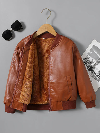 2025 Autumn Winter New Boys' -Lined Zip-Up Jacket