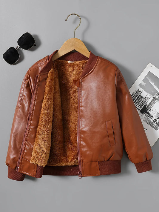 2025 Autumn Winter New Boys' -Lined Zip-Up Jacket