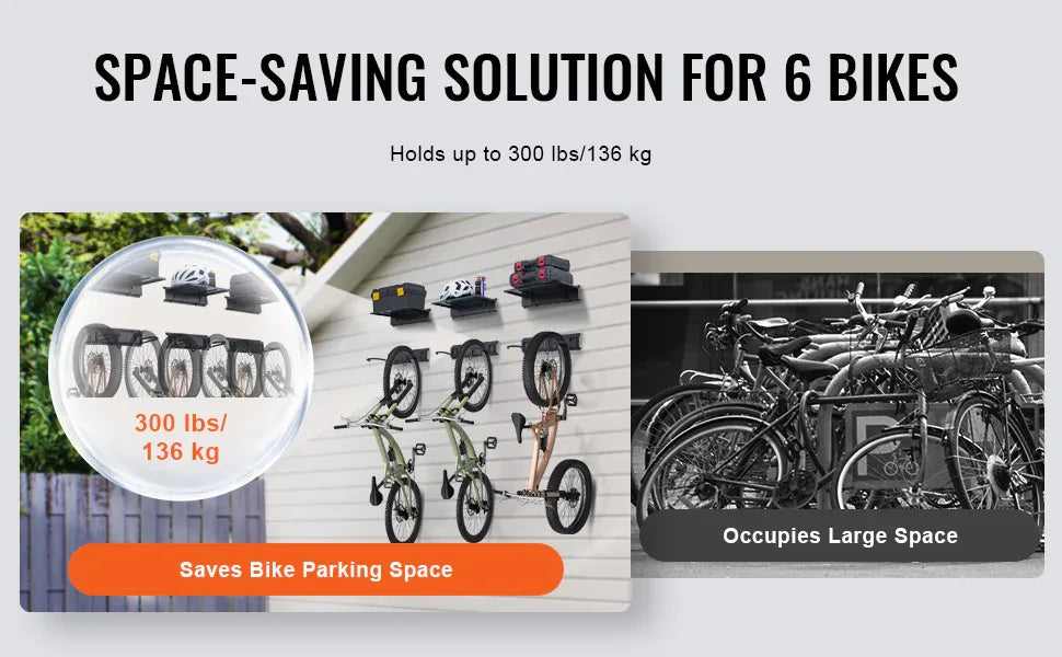 SucceBuy 3pcs Bike Storage Rack 300 lbs 48-inch Wall Mount Bicycles Storage Hanger with 3 Shelves for 6 Bikes Garage Organizer