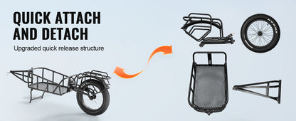 SucceBuy Bike Cargo Trailer 70 lbs Capacity Heavy-Duty Bicycle Wagon Cart Compact Storage & Quick Release Structure 20" Wheels