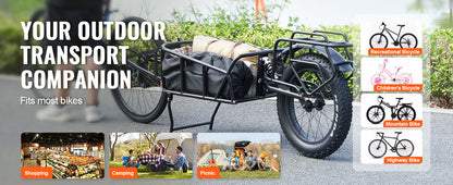 SucceBuy Bike Cargo Trailer 70 lbs Capacity Heavy-Duty Bicycle Wagon Cart Compact Storage & Quick Release Structure 20" Wheels