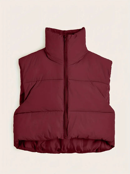 Women'S Sleeveless Vest - Vibrant Pink Slim-Fit Alternative Coat with Drawstring Hood, Zipper Front & Pockets for Fall/Winter Casual Wear, Casual Winter Wear | High Neckline Vest | Zippered Jacket