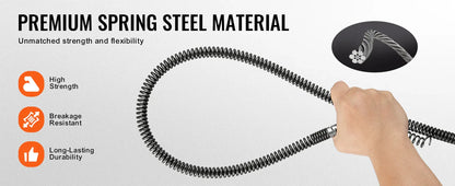 SucceBuy Drain Cleaning Cable Professional Sectional Drain Cleaner Cable Hollow Core Sewer Drain Auger Cable  Sink Floor Drain