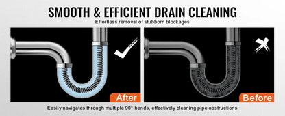 SucceBuy Drain Cleaning Cable Professional Sectional Drain Cleaner Cable Hollow Core Sewer Drain Auger Cable  Sink Floor Drain