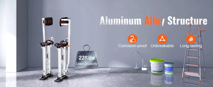 SucceBuy Drywall Stilts 18''/36''Adjustable Aluminum Tool Stilts with Protective Knee Pads Non-Slip Work Stilts for Home