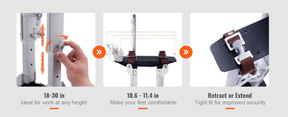 SucceBuy Drywall Stilts 18''/36''Adjustable Aluminum Tool Stilts with Protective Knee Pads Non-Slip Work Stilts for Home