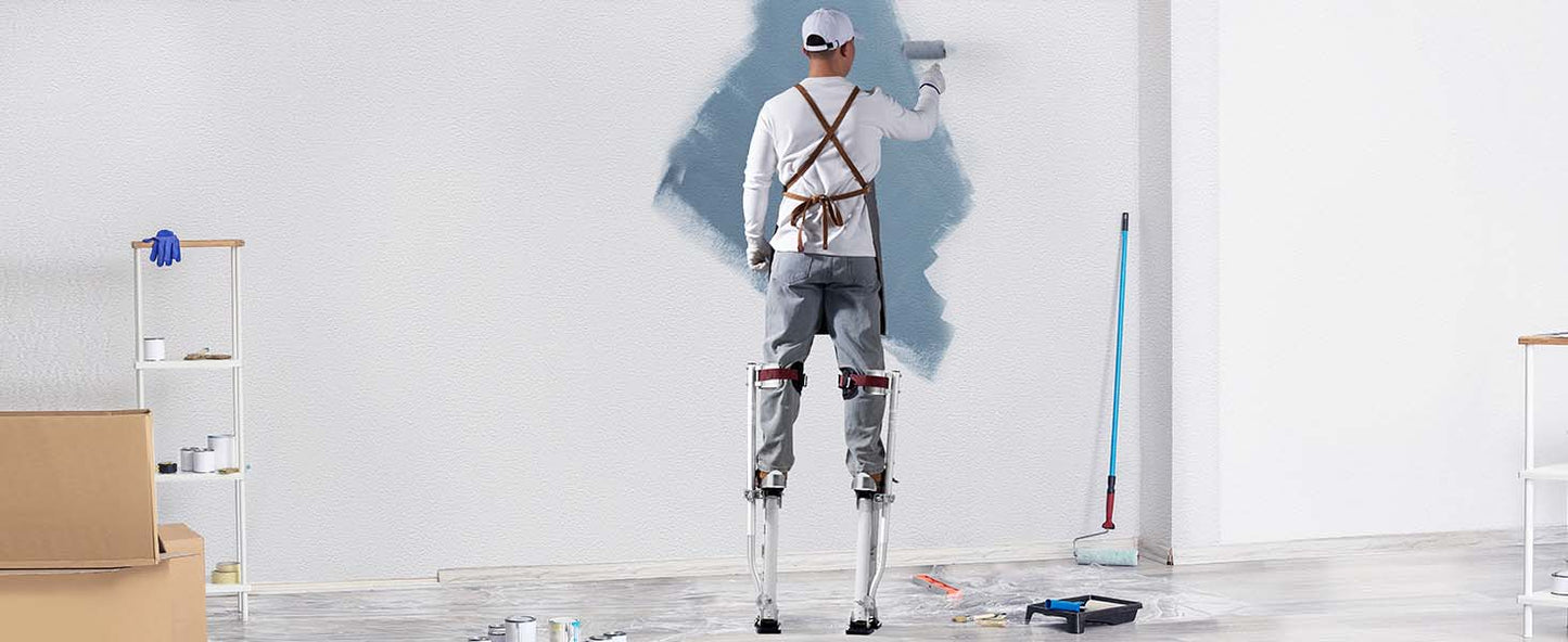 SucceBuy Drywall Stilts 18''/36''Adjustable Aluminum Tool Stilts with Protective Knee Pads Non-Slip Work Stilts for Home