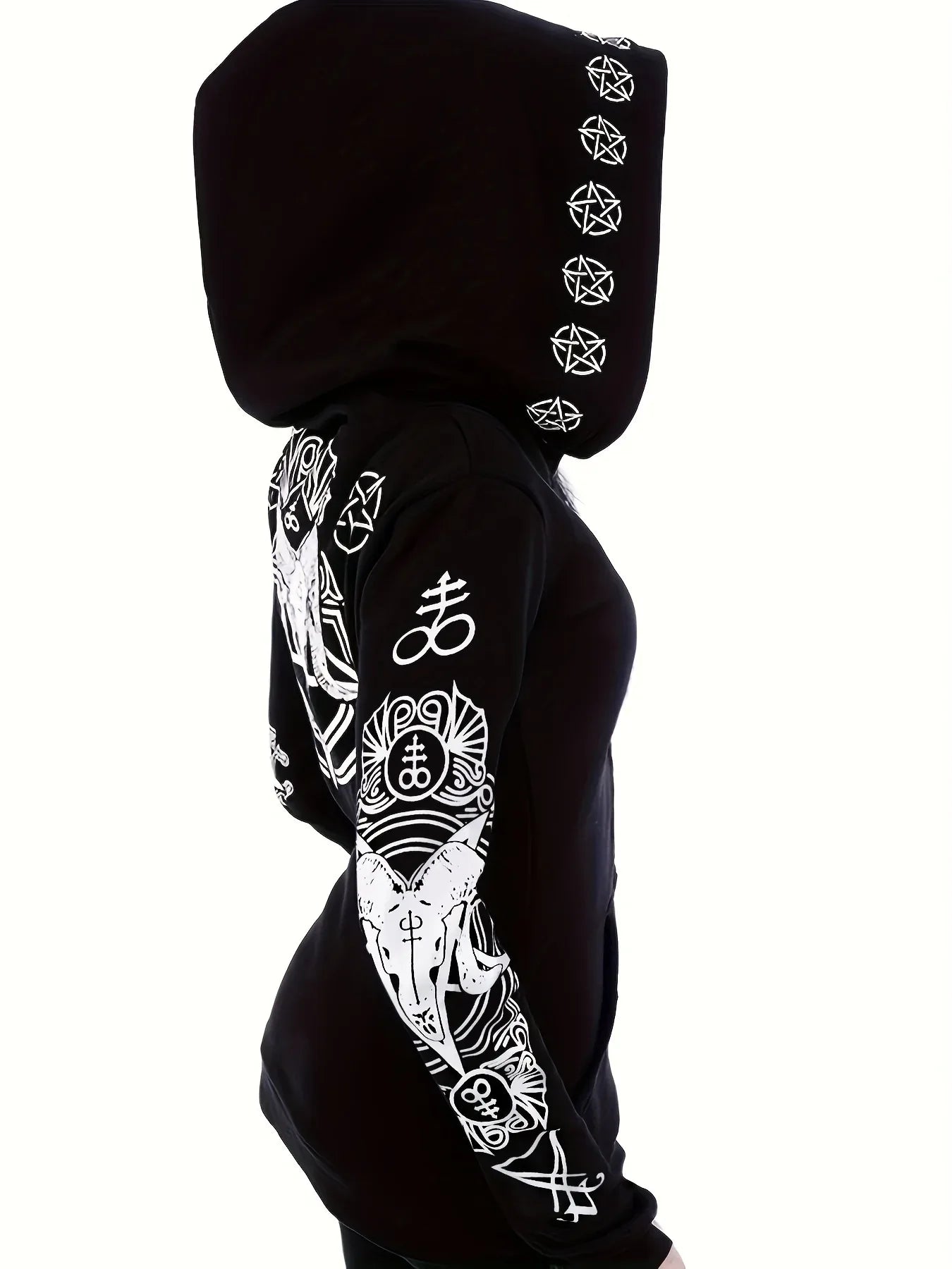 Women's Fashion Punk Style Geometric Print Zipper Sweatshirt