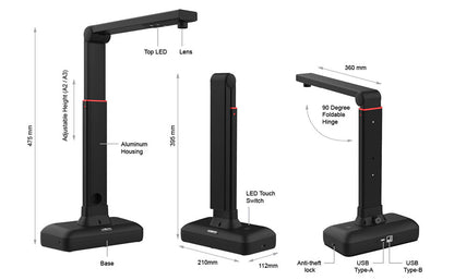 A2/A3 Large Format Overhead Book& Document Scanner 23MP High Resolution Auto- Flatten & Support Multi-Language VIISAN-S21 2025