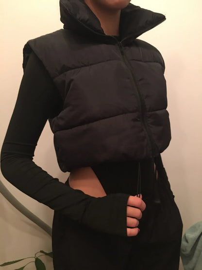 Women'S Sleeveless Vest - Vibrant Pink Slim-Fit Alternative Coat with Drawstring Hood, Zipper Front & Pockets for Fall/Winter Casual Wear, Casual Winter Wear | High Neckline Vest | Zippered Jacket