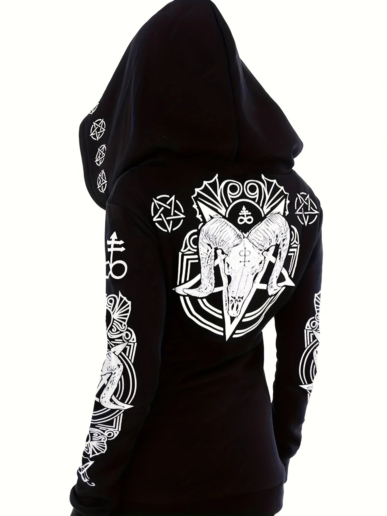 Women's Fashion Punk Style Geometric Print Zipper Sweatshirt